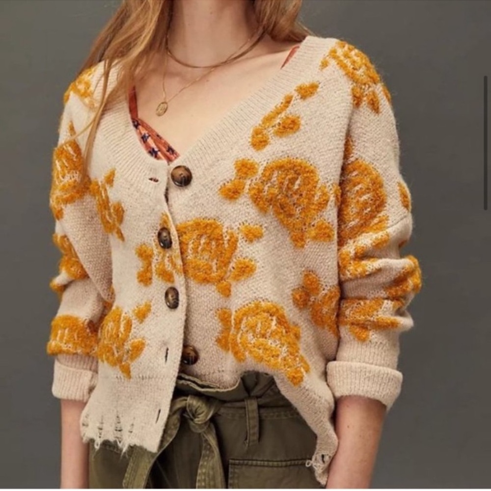 Anthropologie Saoirse Distressed Cardigan